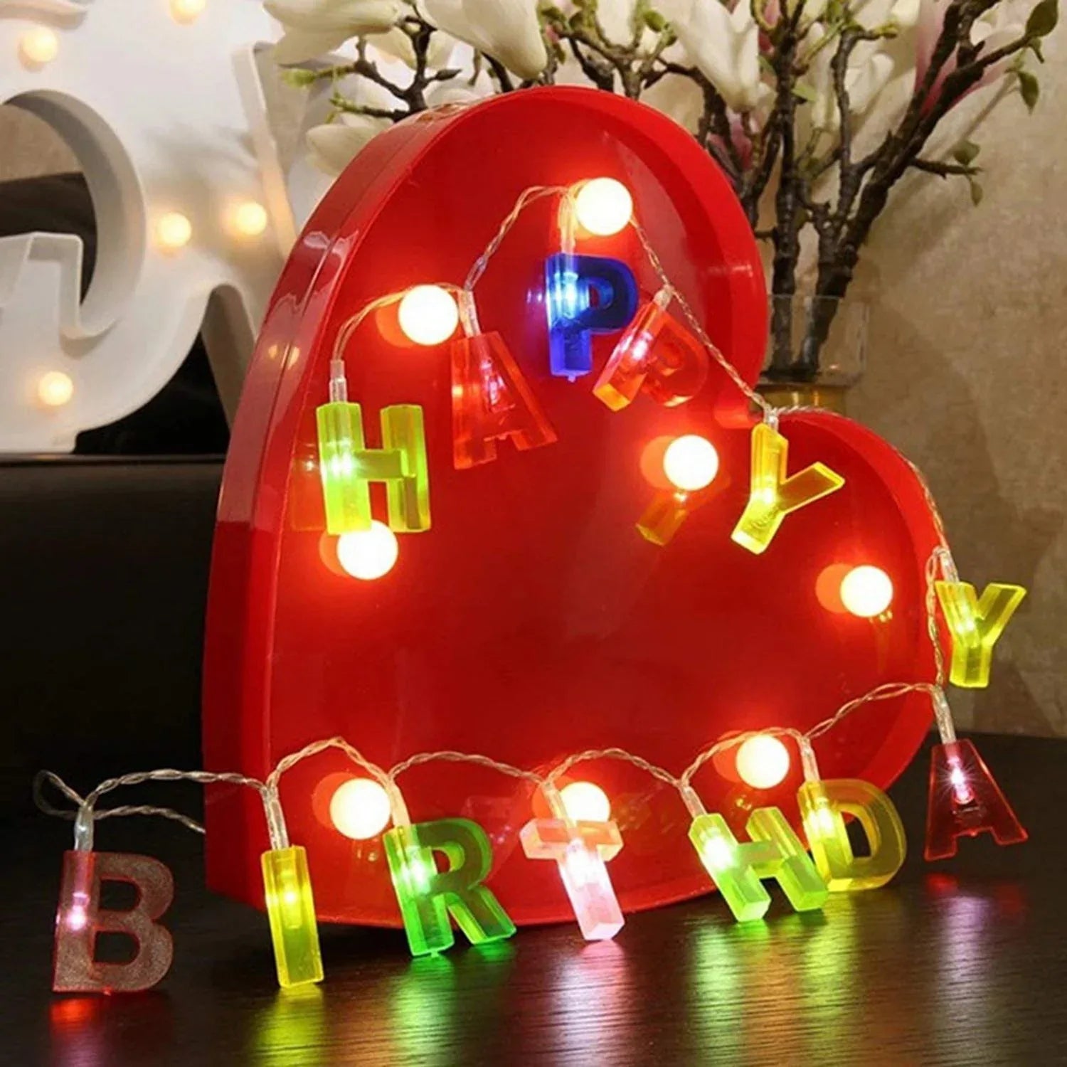 4815 Decoratives Plastic Happy Birthday 13 Led Letter Battery Operated String Lights Outdoor String Lights (Multicolour) - Zidbik
