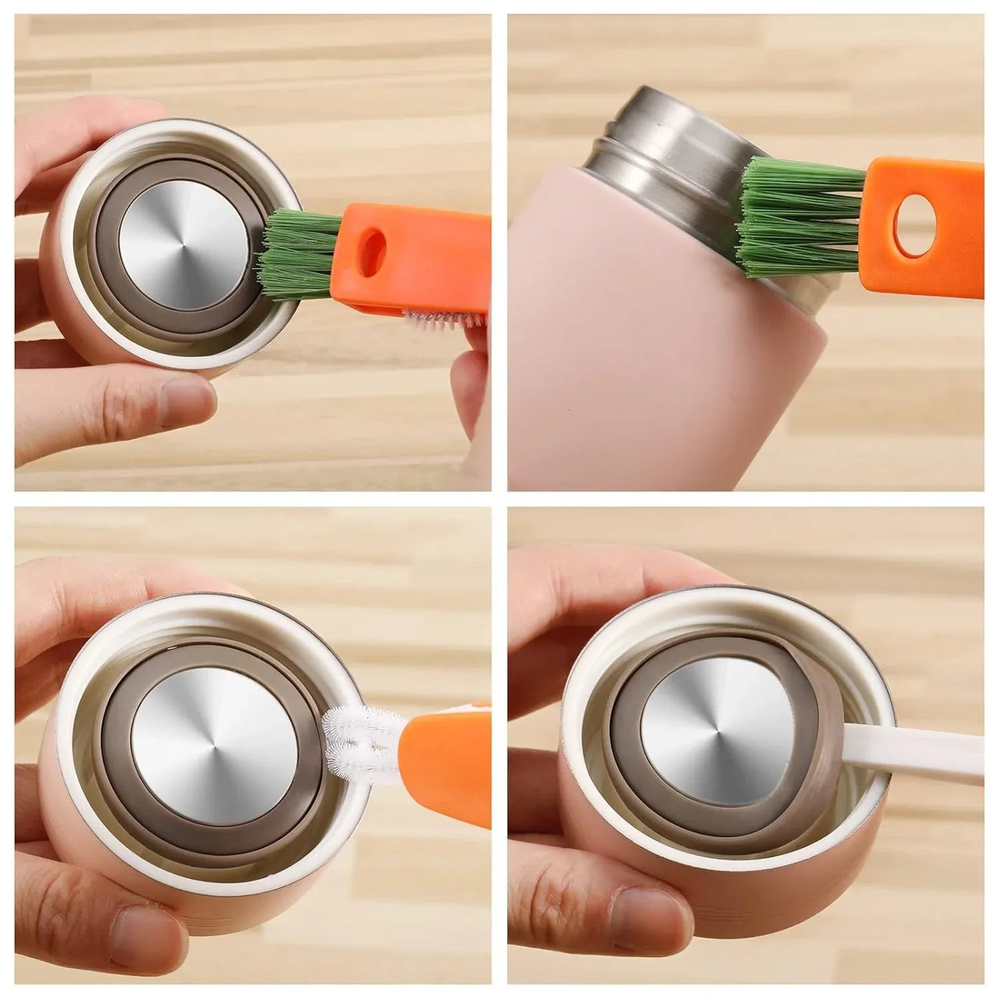 6483 3 In 1 Multifunctional Cleaning Brush Mini Glass Cover Cleaning Brush Bottle Cleaning Brush Set Cup Cleaner Brush Bottle Cap Detail Brush For Bottle Cup Cover Lid Home Kitchen Washing Tool (1 Pc) - Zidbik