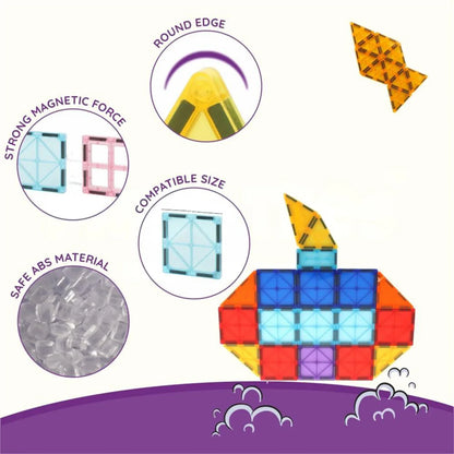 Magnetic Building Tiles Construction Toy Set (16 Pc Set) - Zidbik