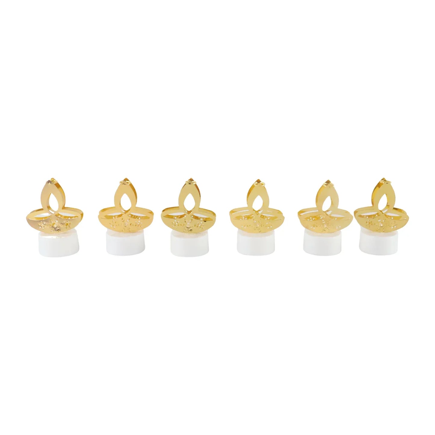 Golden Diya Shaped Led Tealight Candles (6 Pc) - Zidbik