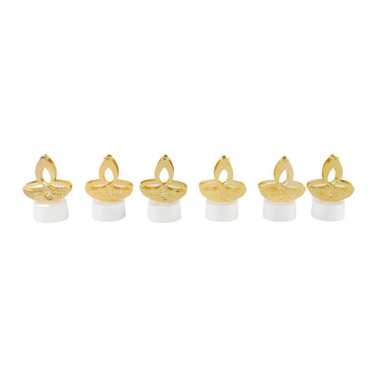 Golden Diya Shaped Led Tealight Candles (6 Pc) - Zidbik