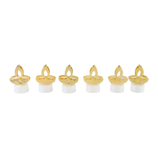 Golden Diya Shaped Led Tealight Candles (6 Pc) - Zidbik