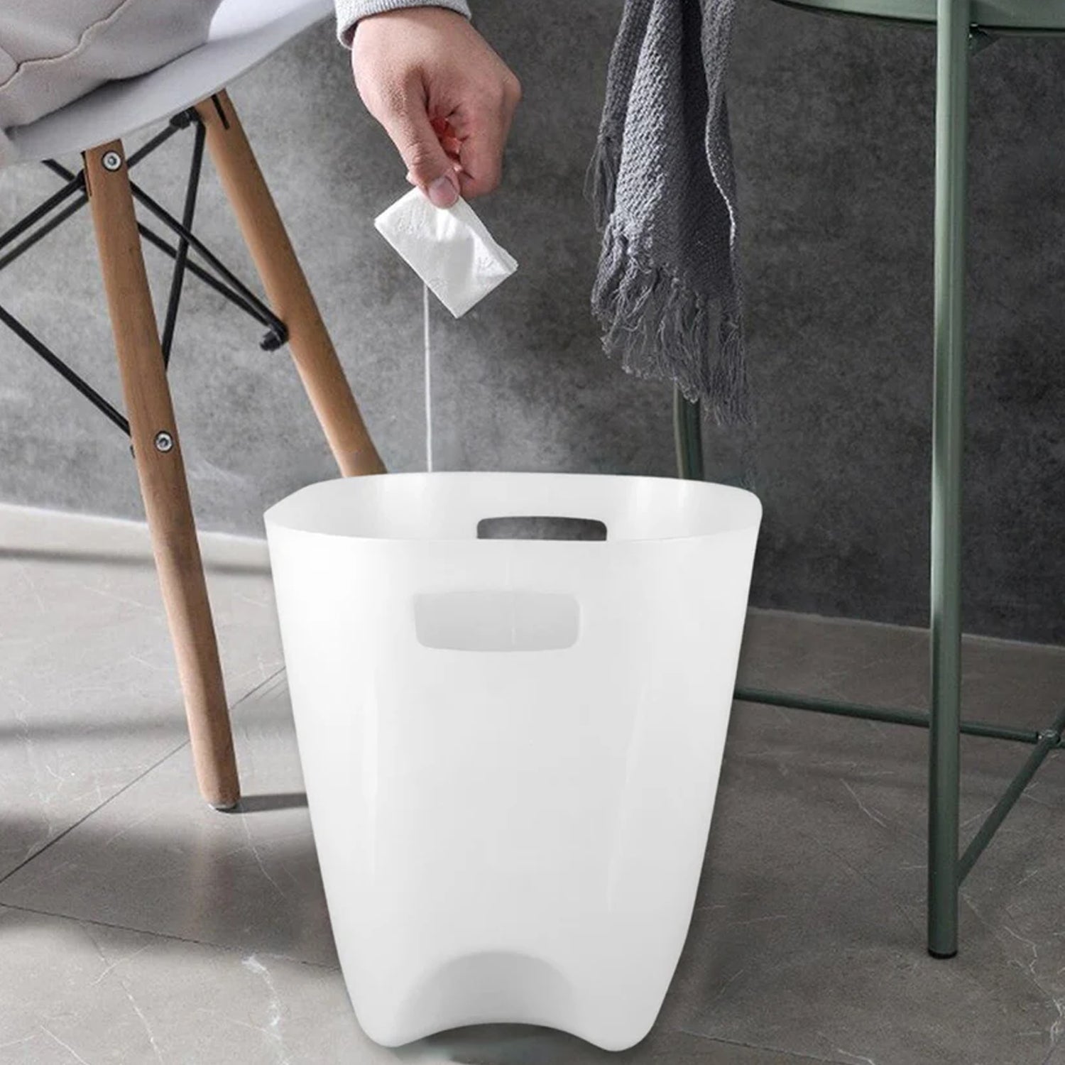 Modern Plastic Dustbin  Waste Paper Basket - (4 Pc) - Zidbik