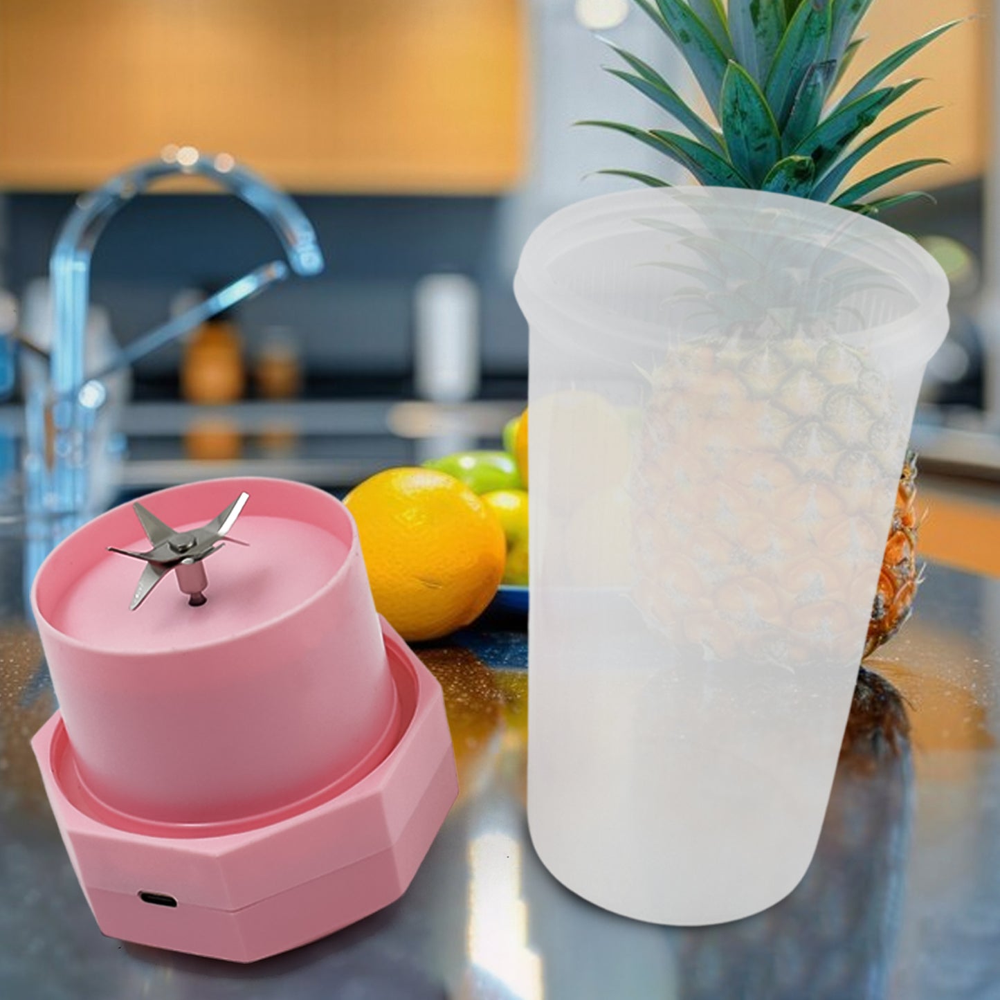 Portable Multifunctional Electric Juicer Cup Usb Juice Maker 6 Blade (350 Ml) - Zidbik