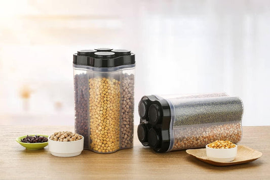 0764b Plastic Lock Food Storage 4 Section Container Jar For Grocery Fridge Container. - Zidbik