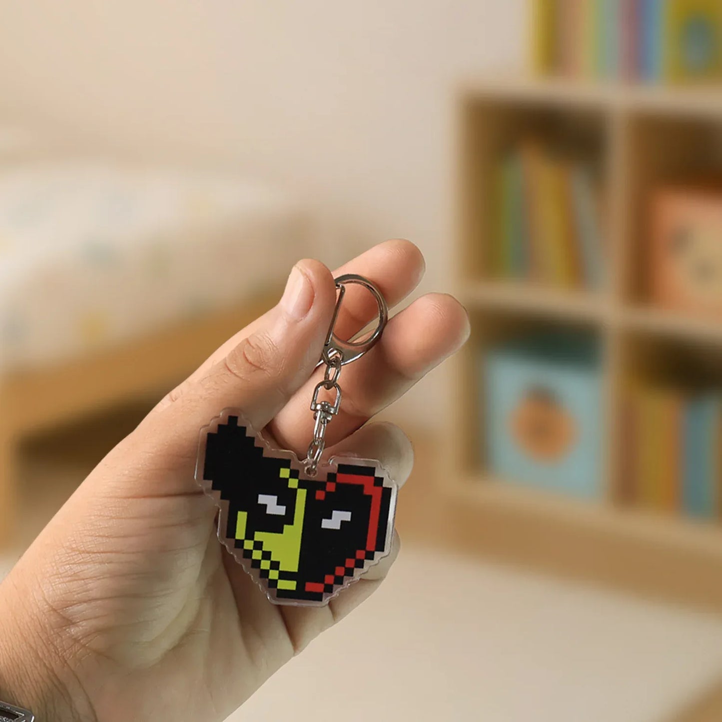 Pixel Style Acrylic Cartoon Keychain With Funky Design (1 Pc) - Zidbik
