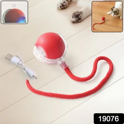 Rechargeable Interactive Cat Toy Ball With Detachable Braided Tail And Led Light (1 Pc) - Zidbik
