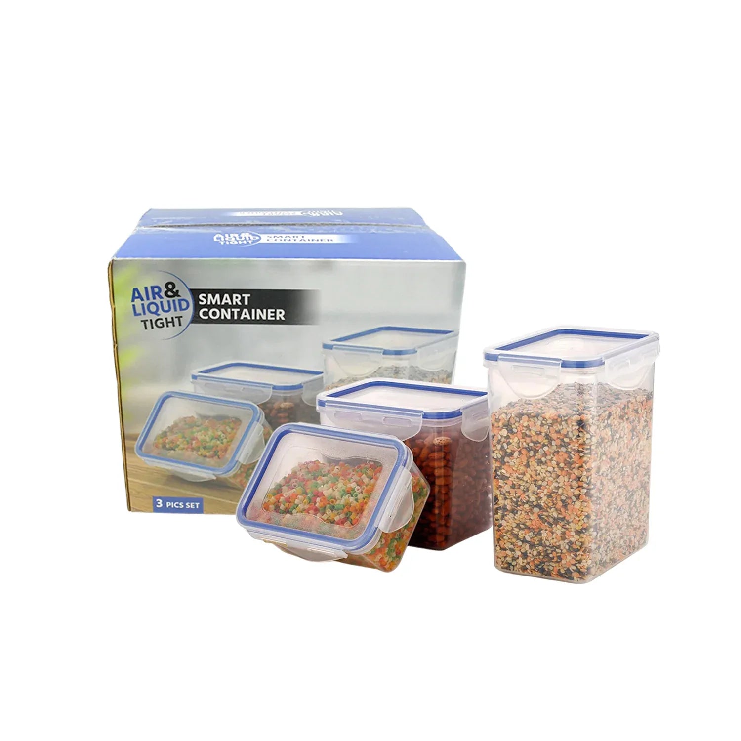 5800 Classics Rectangular Plastic Airtight Food Storage Containers With Leak Proof Locking Lid Storage Container Set Of 3 Pc( Approx Capacity 500ml1000ml1500ml Transparent) - Zidbik