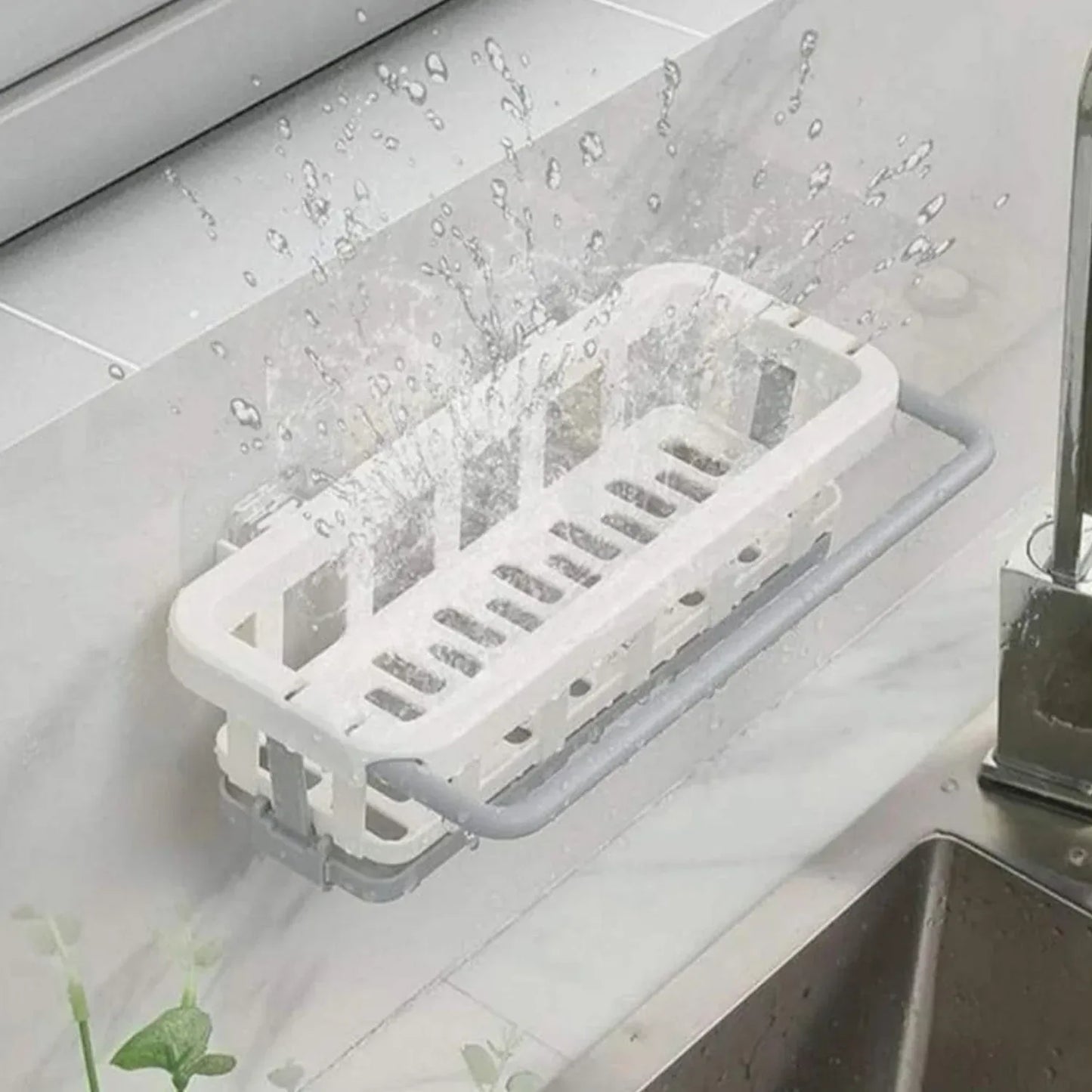 8788 Multipurpose Platic Hanging Drain Rack Retractable Sponge Storage Hanging Rack With Adhesive Hook For Kitchen And Bathroom Dishcloth Holders Basket Drying Tray Organizer - Zidbik