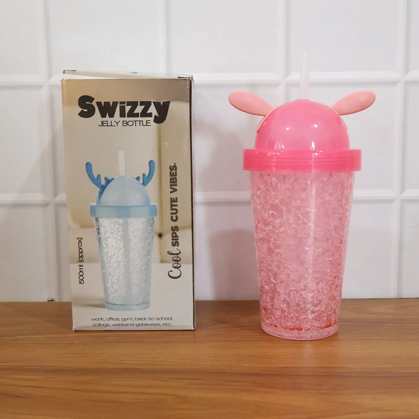 Cute Bunny Ear Design Tumbler Sipper Bottle (500 Ml 1 Pc) - Zidbik