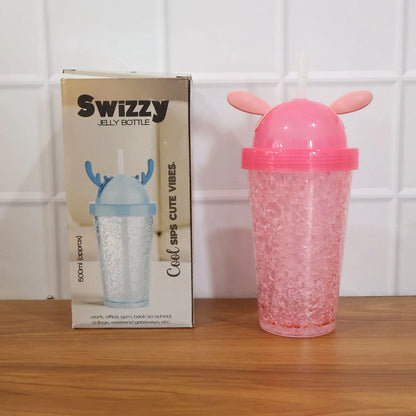 Cute Bunny Ear Design Tumbler Sipper Bottle (500 Ml 1 Pc) - Zidbik