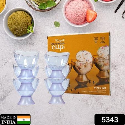5343 New Modern Style Dessert Ice Cream Bowl Plastic 6pcs For Home Office Party Use - Zidbik