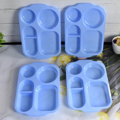 5363 Unbreakable Plastic Food Platesbiodegradable 5 Compartment Square Plate For Food - Zidbik
