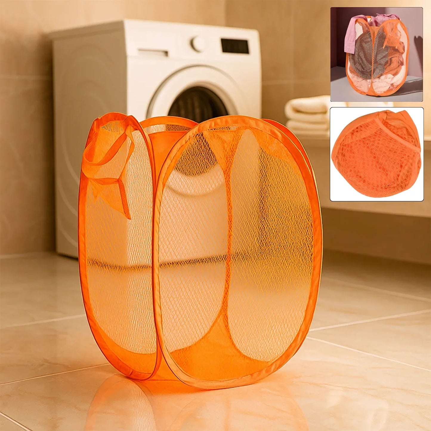 Foldable Pop-up Mesh Laundry Basket Hamper (1 Pc) - Zidbik