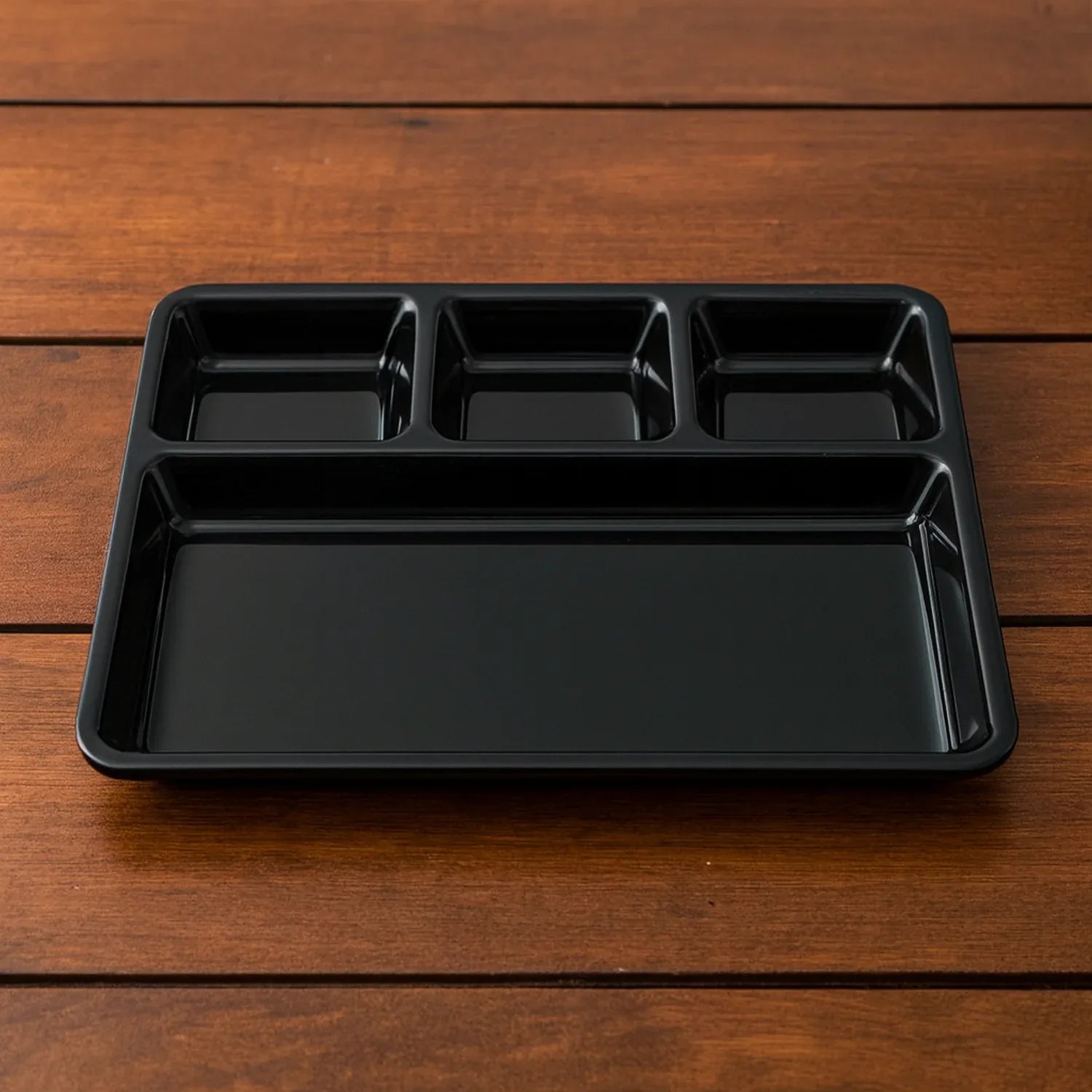 Plastic 4-compartment Rectangular Meal Serving Tray Sectioned Dining Plate (1 Pc) - Zidbik