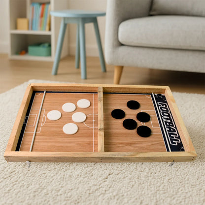 Wooden Board Game Set Ludo Snakes Ladders And Desktop Football (3-in-1) - Zidbik