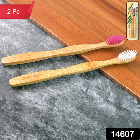 Eco-friendly Natural Bamboo Toothbrush With Medium Bristles (2 Pc) - Zidbik