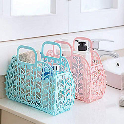 Plastic Foldable Basket Bag  Fruit  Vegetable Storage Basket (3 Pcs Set  Multicolor) - Zidbik