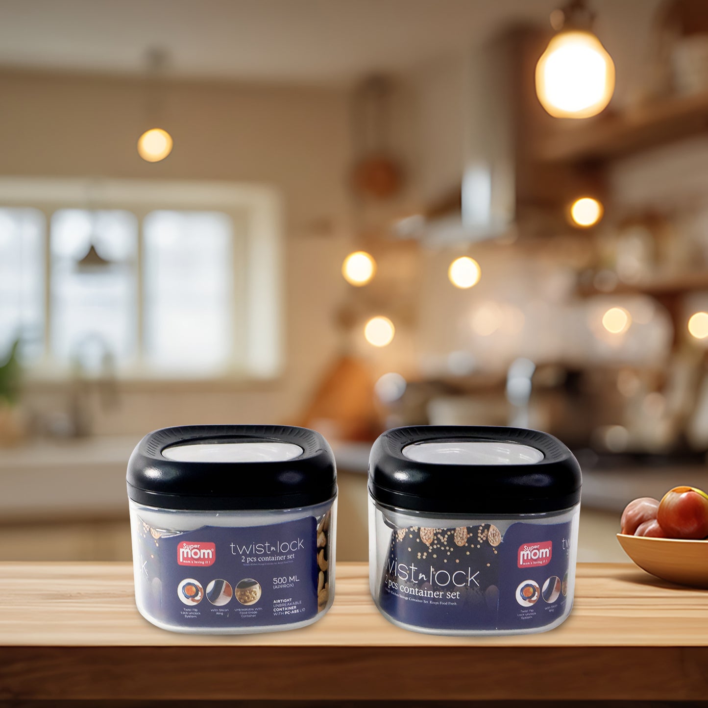 Supermom Plastic Twist  Lock Storage Container Set (500ml  2 Pc ) - Zidbik