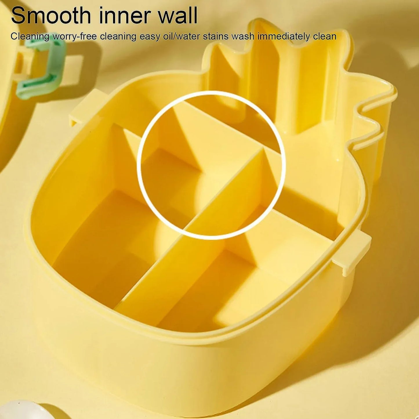 5729 Kids Lunch Box Cute Pineapple Shaped Bento Box With Fork Spoon Snack Candy Container Microwave Portable Office Lunch Box (1 Pc With Spoon Fork Color Box) - Zidbik