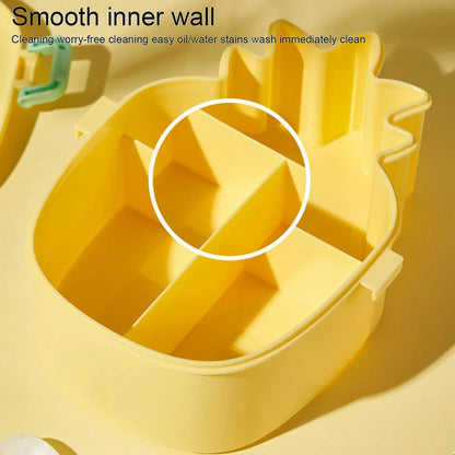 5729 Kids Lunch Box Cute Pineapple Shaped Bento Box With Fork Spoon Snack Candy Container Microwave Portable Office Lunch Box (1 Pc With Spoon Fork Color Box) - Zidbik