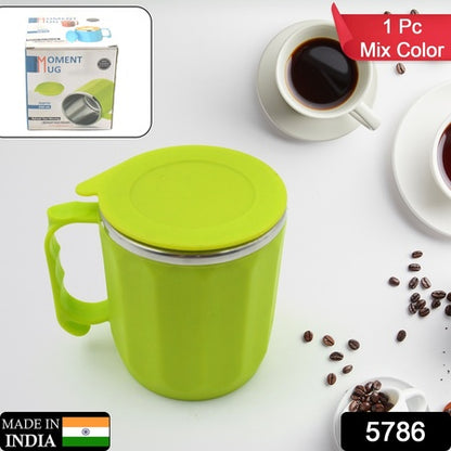 Stainless Steel Lid Cover Hot Coffeetea Mug Hot Insulated Double Wall Stainless Steel Coffee And Milk Cup With Lid - Coffee Cup Approx 250 Ml 300 Ml ( 1 Pc Mix Color) - Zidbik