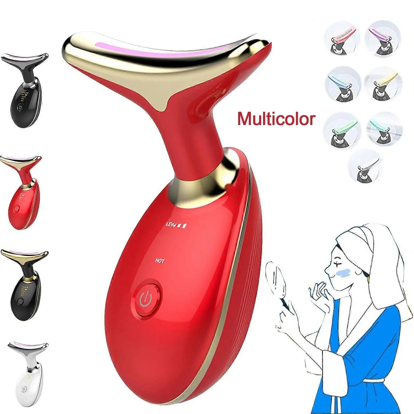 Electric Face Massager Wrinkle Remover Led Photon Face Beauty Device (1 Pc) - Zidbik