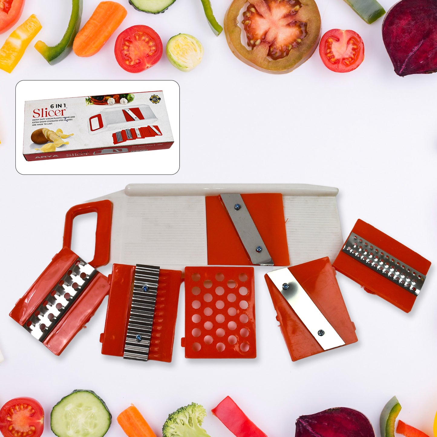 Plastic 6 In 1 Vegetables Slicer Cutter And Fruit Dicer Grater (1 Set) - Zidbik