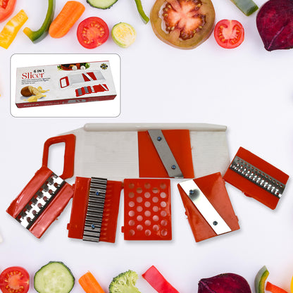 Plastic 6 In 1 Vegetables Slicer Cutter And Fruit Dicer Grater (1 Set) - Zidbik