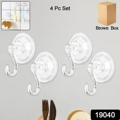 Plastic Suction Cup Hooks (4 Pcs Set) - Zidbik