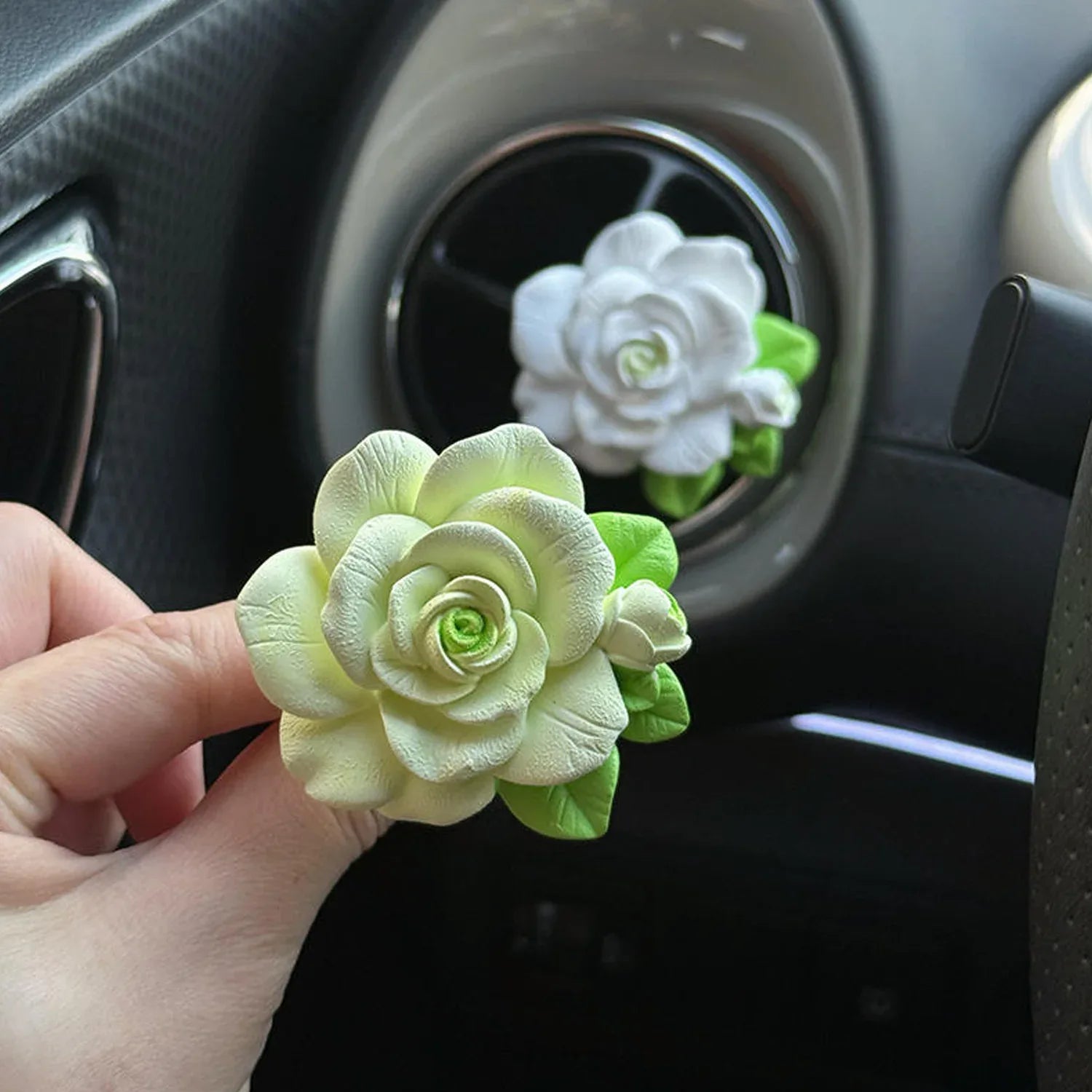 Elegant Rose Flower Car Air Freshener Clip For Ac Vent With Perfume Bottle 10ml(1 Pc) - Zidbik