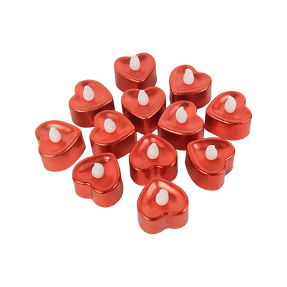 Heart Shaped Led Tea Light Candles (Mix Color 12 Pc) - Zidbik