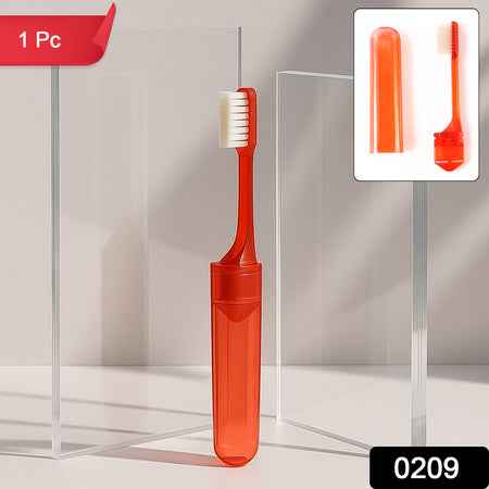 Portable Folding Toothbrush With Built-in Travel Case (1 Pc) - Zidbik