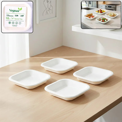 Disposable Square Food Serving Tray Set (10 Pc) - Zidbik