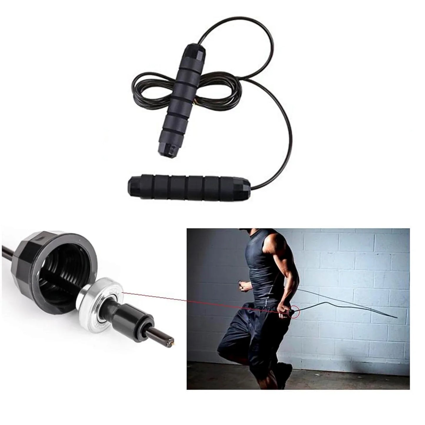 High-speed Skipping Rope With Foam Padded Handles (1 Pc) - Zidbik