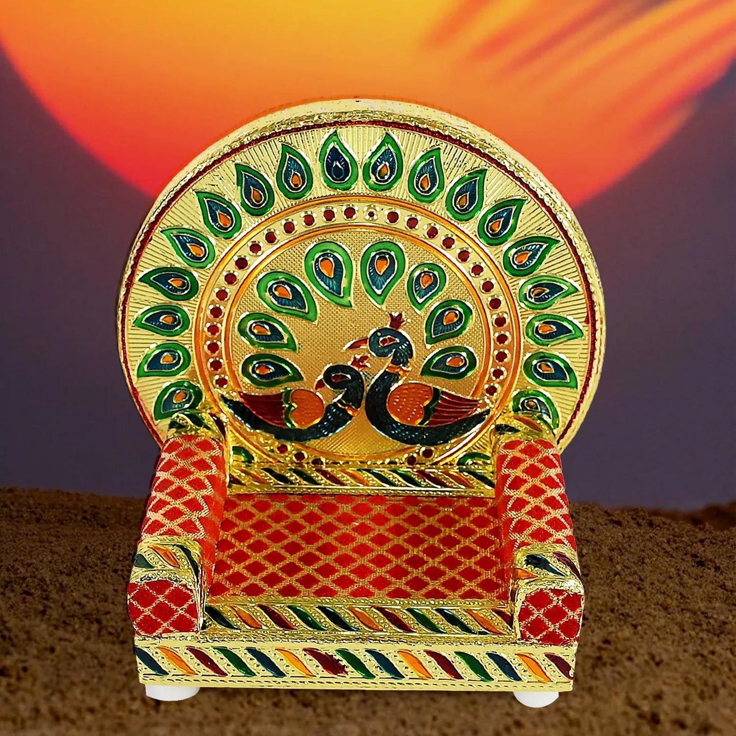 17697 Meenakari Work Laddu Gopal Singhasan For Pooja Mandir Wooden Krishna Ladoo Bal Gopal Sofa Asan Home Decorative Premium Look Decorative Singhasan Suitable For Home Office Restaurant (2 Pc Set) - Zidbik