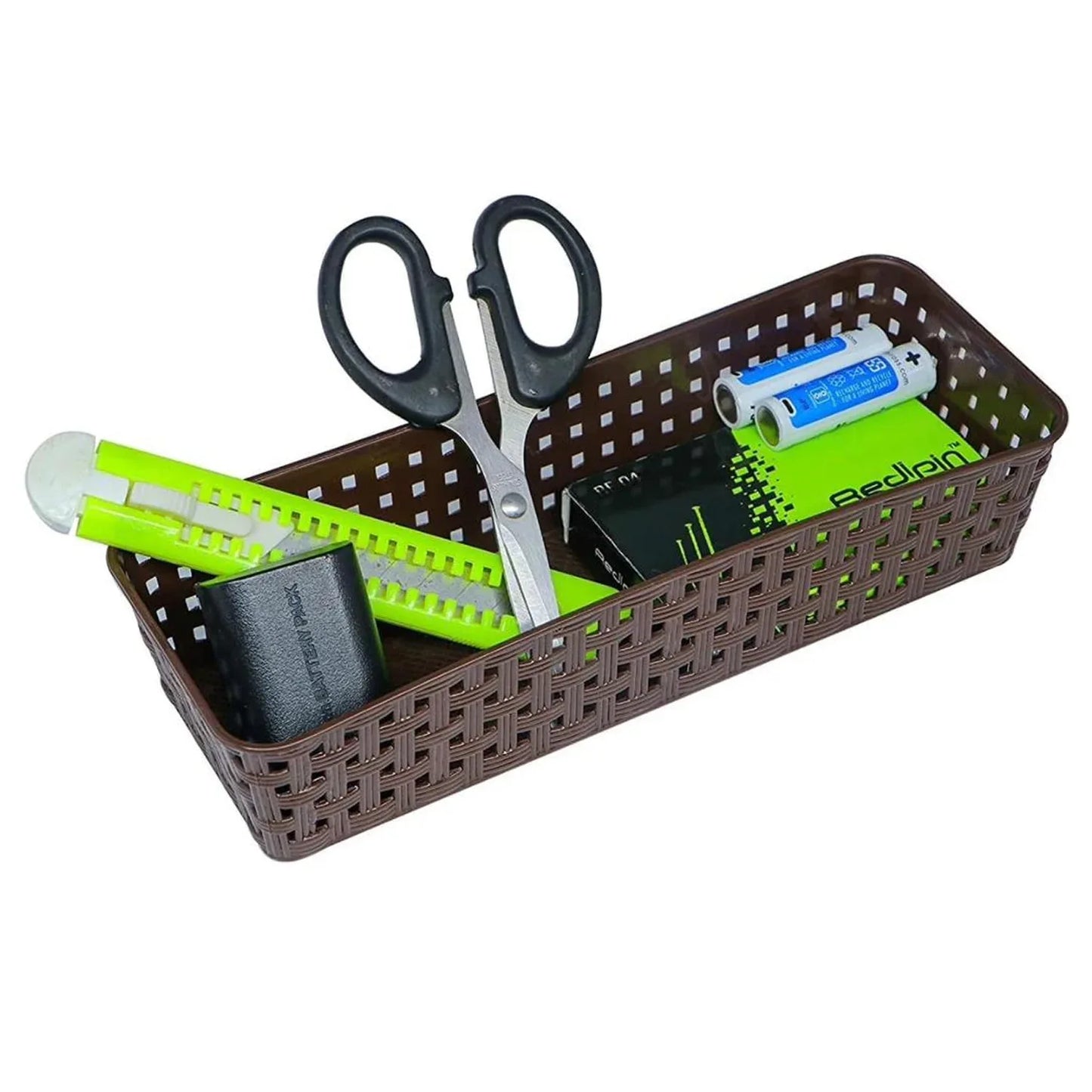 8787 Plastic Multipurpose Desk Organizer Tray Office Drawer Dividers Storage Bins For Kitchen Bathroom Office Makeup Bedroom Dresser Craft Basket Rack Multicolour (6 Pcs Set) - Zidbik