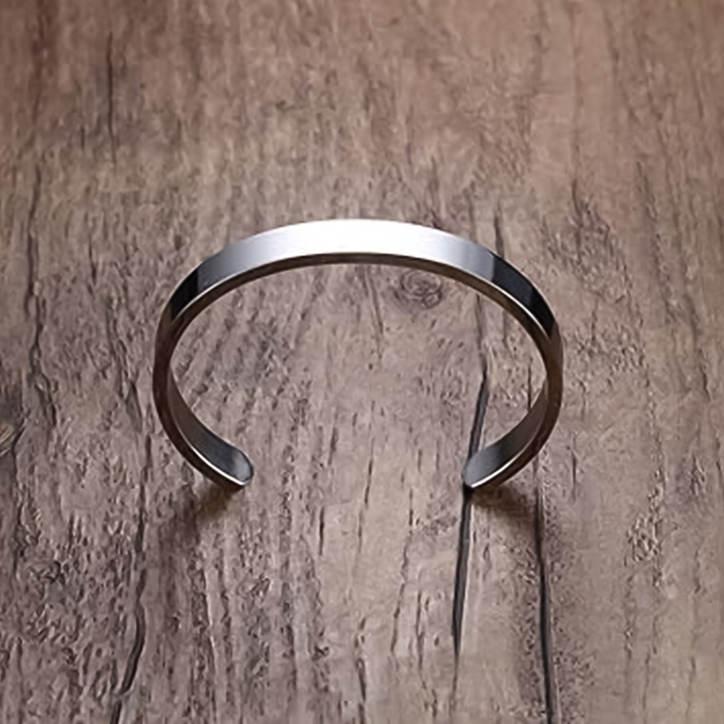 Minimalist Polished Open-ended Silver-tone Stainless Steel Kada (1 Pc) - Zidbik