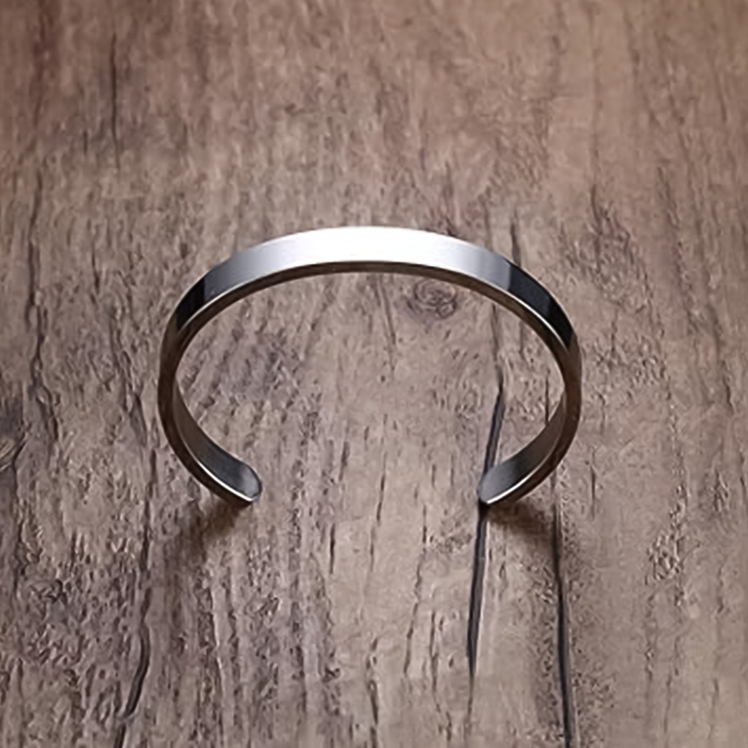 Minimalist Polished Open-ended Silver-tone Stainless Steel Kada (1 Pc) - Zidbik