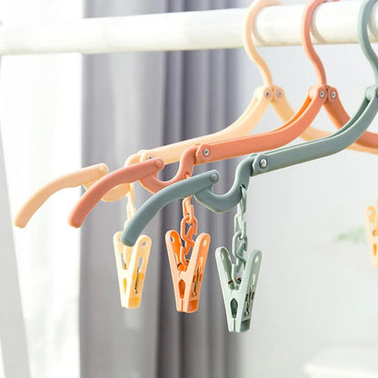 Folding Hanger With Clips For Clothes Adjustable Hanger (1 Pc) - Zidbik