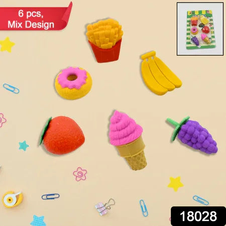 18028 3d Food Fancy Stylish Colorful Erasers Mini Eraser Creative Cute Novelty Eraser For Children Different Designs Eraser Set For Return Gift Birthday Party School Prize (1 Set Mix Design Color) - Zidbik