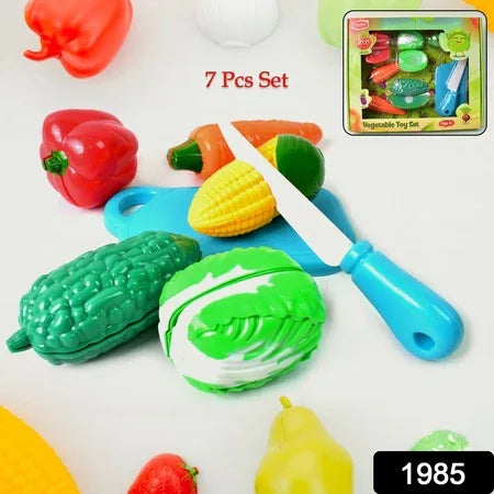 Realistic Slice-able Fruits And Vegetables Cut In 2 Part Play Toy Set - Zidbik