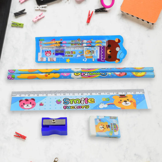4580 Cartoon Wooden Pencil Set For Kids Boys Return Gifts Birthday Party Space Stationary Set Pencil Eraser Sharpener Combo Kit For Kids Boys - Zidbik