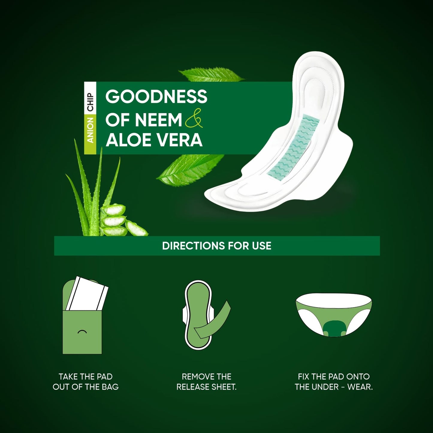 0984 Sanitary Pads For Women With Goodness Of Neem  Aloe Vera  Ultra Thin  Leakage Protection  Ph Balance  With Antibacterial Anion Chip  (155 Mm  24 Pads) - Zidbik
