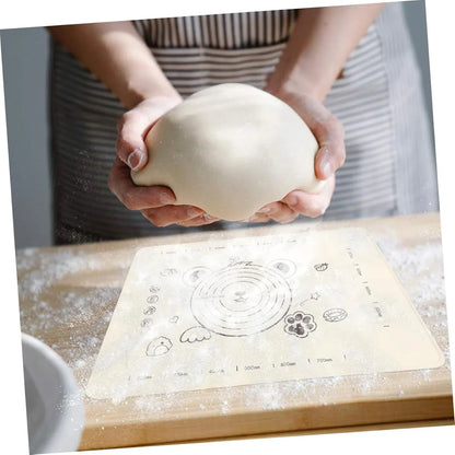3 In 1 Low Silicone Baking Mat With Wooden Belan Cake Scraper (3 Pcs Set 7050 Cm) - Zidbik