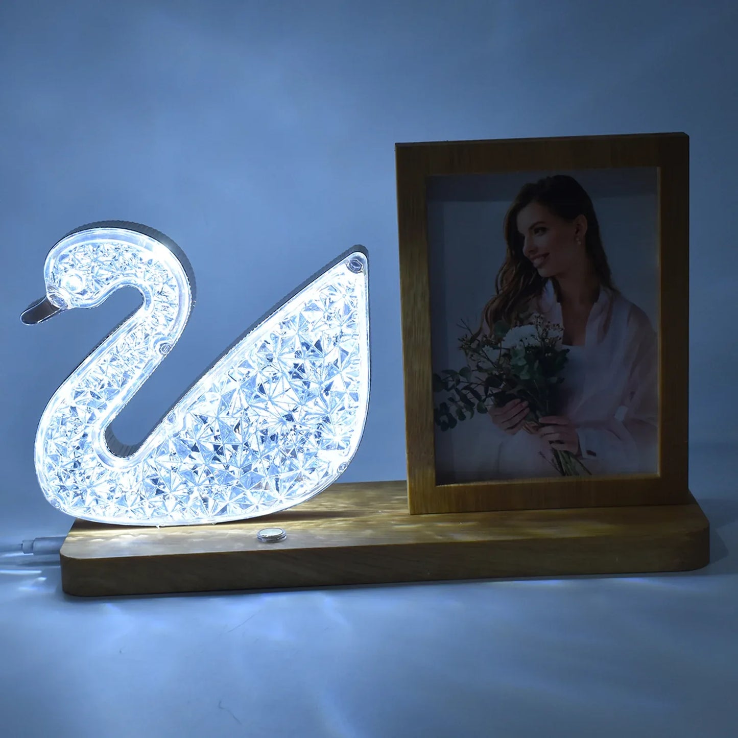 Duck Shape Cystal Led Lamp Photo Frame Night Lamp Wedding Gift Love Couple - Zidbik