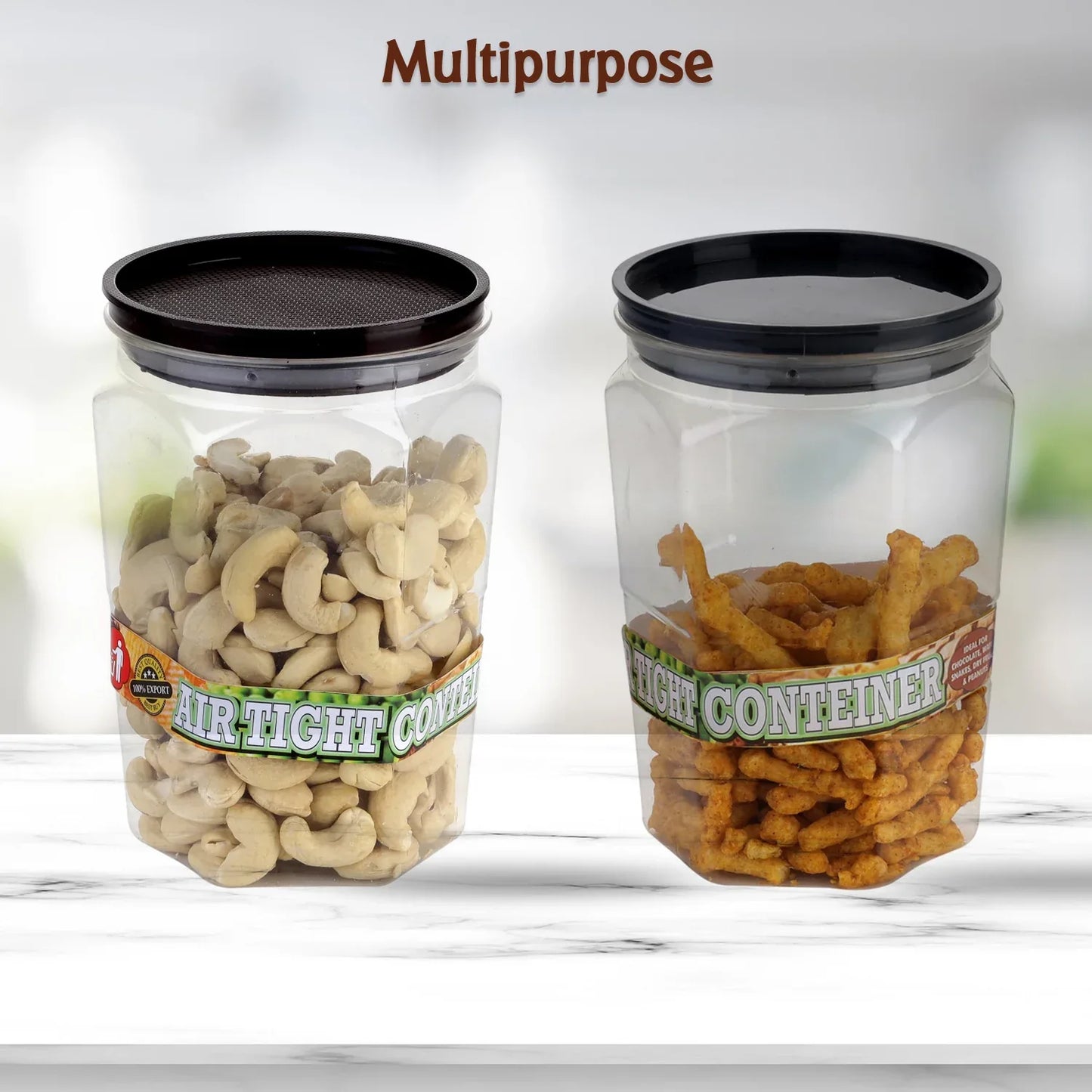 2299 Air Tight Kitchen Storage Container For Rice Dal Atta Bpa-free Flour Cereals Snacks Stackable Modular Round. (Approx - 1100ml Set Of 6pcs) - Zidbik