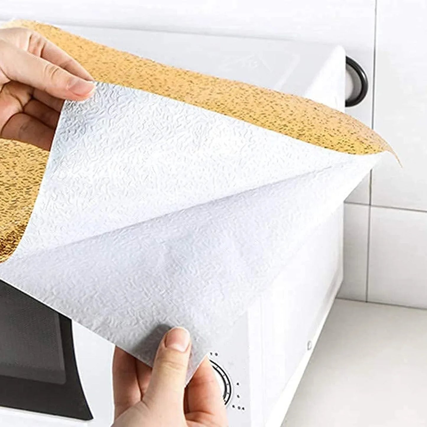 Oil Proof Sticker Waterproof Self Adhesive Aluminum Foil Wallpaper (60 Cm2m Golden 1 Pc) - Zidbik