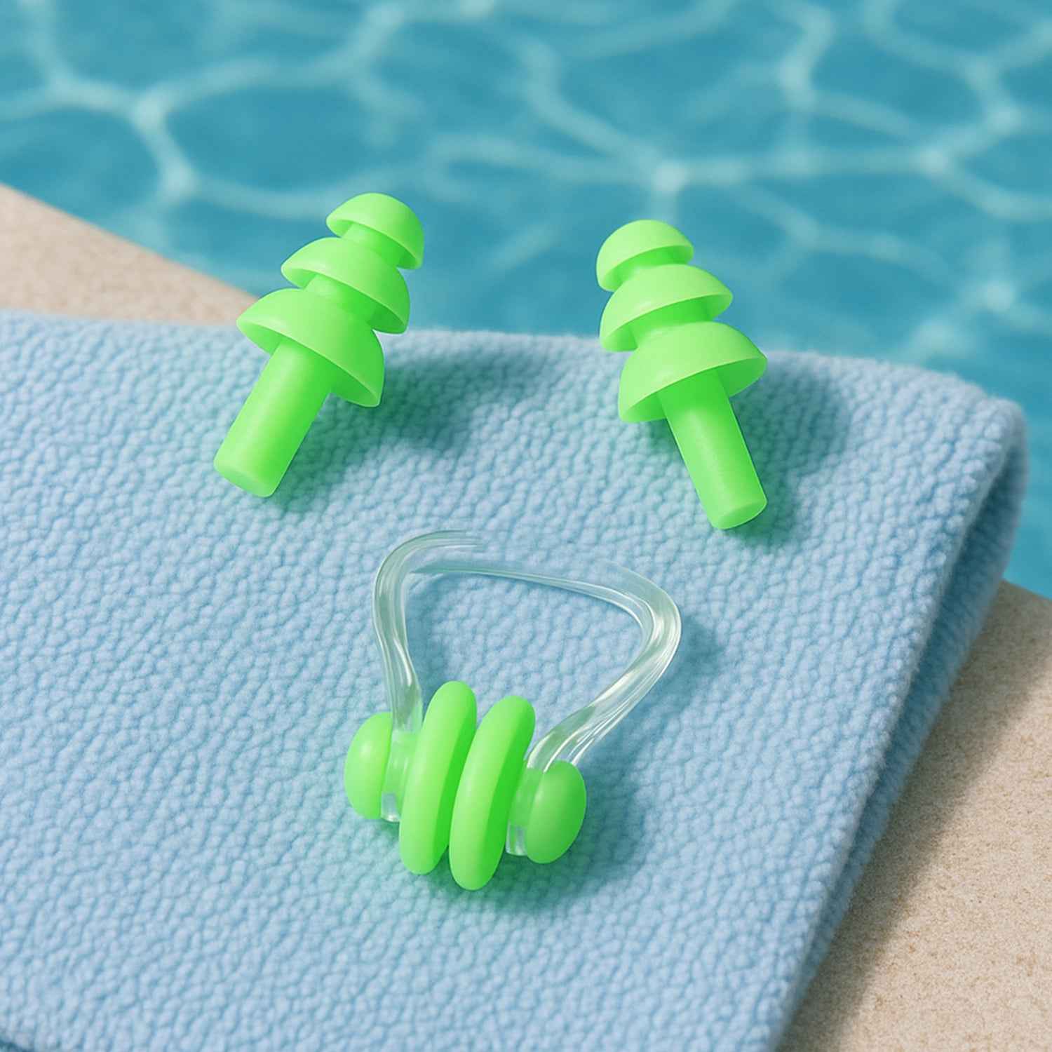 Swimming Earplugs And Nose Clip Set (3 Pc) - Zidbik