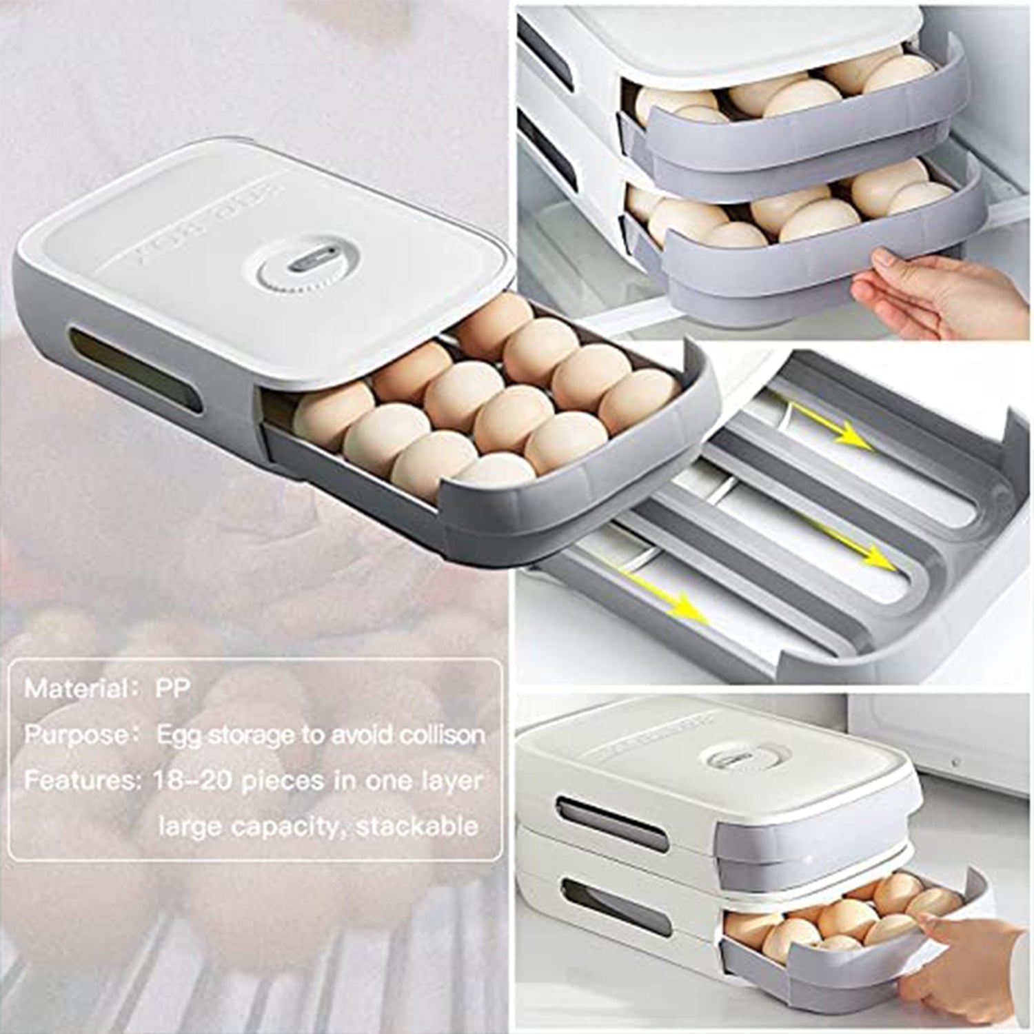 5723 Egg Storage Box Plastic Egg Drawer Fridge Egg Organizer Egg Keeper Refrigerator Egg Drawer Plastic Egg Carton Covered Egg Holder Pantry Egg Bin Household Egg Tray (1 Pc) - Zidbik